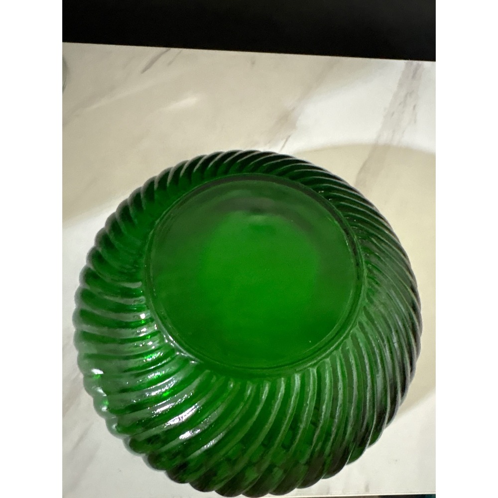 1950s Emerald‎ Green Diamond Swirl Glass Serving Bowl Anchor - Picture 5 of 5